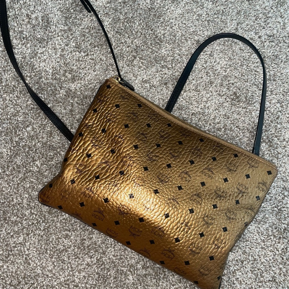 gold mcm bag